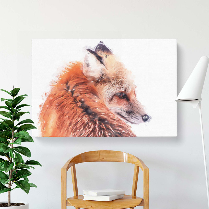 Red Fox In Winter In Abstract - Wrapped Canvas, 35cm H x 50cm W x 3cm D
