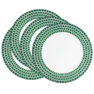 Tile Border Decorative Charger Plates 13" Round, Set Of 4