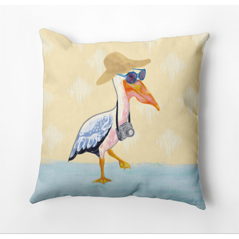Beach Vacation Outdoor Reversible Throw Pillow, 20"x20", Yellow