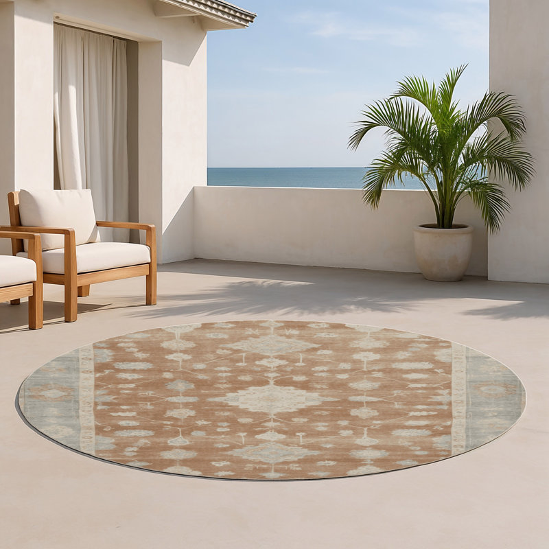 Tapis gris intérieur et extérieur surteint, Rond 5 pi