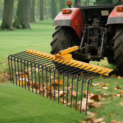 Andaineur en paille de pin 60 po pour tracteurs de pelouse et VTT / UTV, andaineur en acier robuste