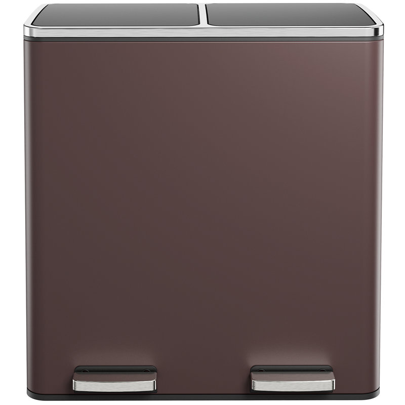 GallonStainless Steel Trash Can, Dual Compartment, Metal Kitchen Step Recycle Bin, Metal Double Dustbin, in-Home Garbage Rubbish Can, Removable Liner Buckets