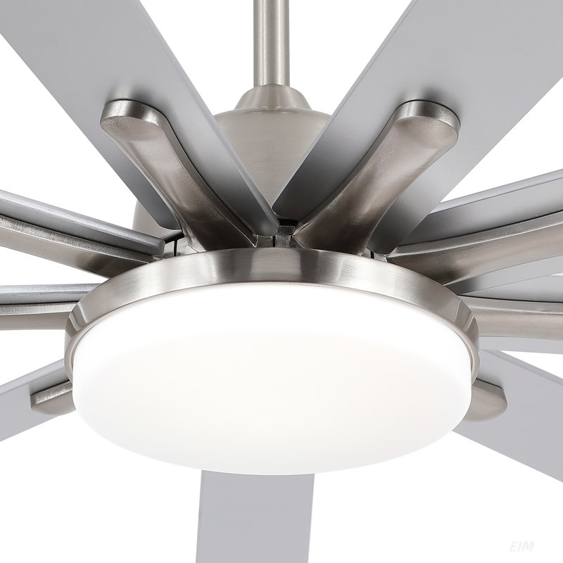 Ventilateur de plafond 72 po à DEL intégré en nickel brossé avec télécommande