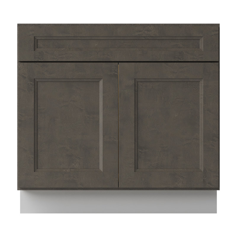 Armoire de salle de bain en bois massif prêt à assembler avec comptoir Shaker - comptoir non inclus, Double shaker Cinder