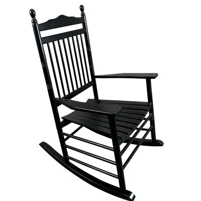 Chaise berçante balcon pour adulte, en bois franc massif, avec accoudoirs de sécurité et de dossier à lattes pour plus de sécurité Assemblage simple inclus Instructions de quincaillerie Poids maximal