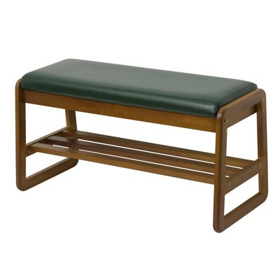 Faux Leather Upholstered Solid Wood Flip Top Entryway Storage Bench