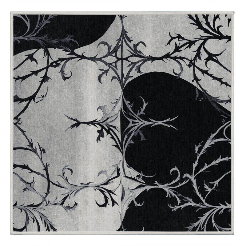 Pewter Fern Rug, Square 3'