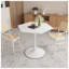 Table basse hexagonale moderne 31,50 "avec plateau en marbre imprimé blanc et base en métal - Élégant mobilier d'appoint de salon