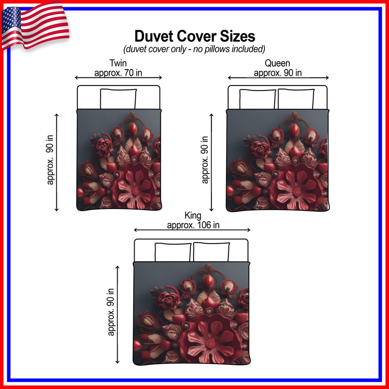 Housses de couette rouges complexes, Grand lit