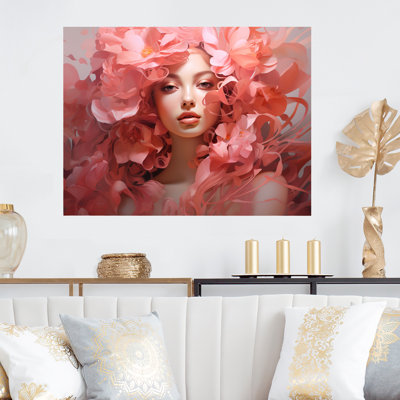 Pink Pastel Cubism Tones Woman Portrait II - Fashion Metal Wall Art MT133303