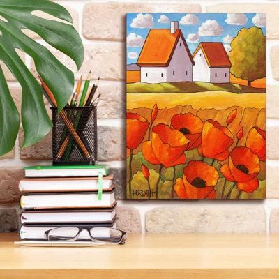 Paysage de champs de fleurs rouges par Cathy Horvath-Buchanan