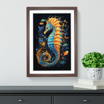 Seahorse Orphism - Single Picture Frame Print on Wood