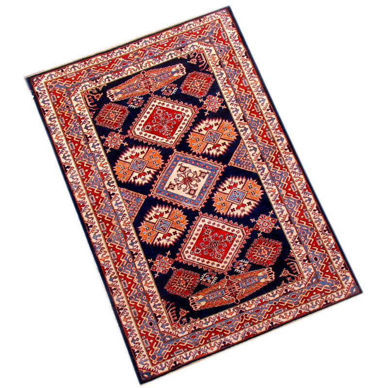Wool Southwestern Area Rug in Dark Blue/Red/Ivory