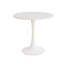 Table de salle à manger 31,5 "circulaire blanche, table de salle à manger, table de salle à manger pour 2 à 4 personnes, plateau et base en panneau de fibres à densité moyenne et 2 chaises de salle à manger en métal argenté-114794968