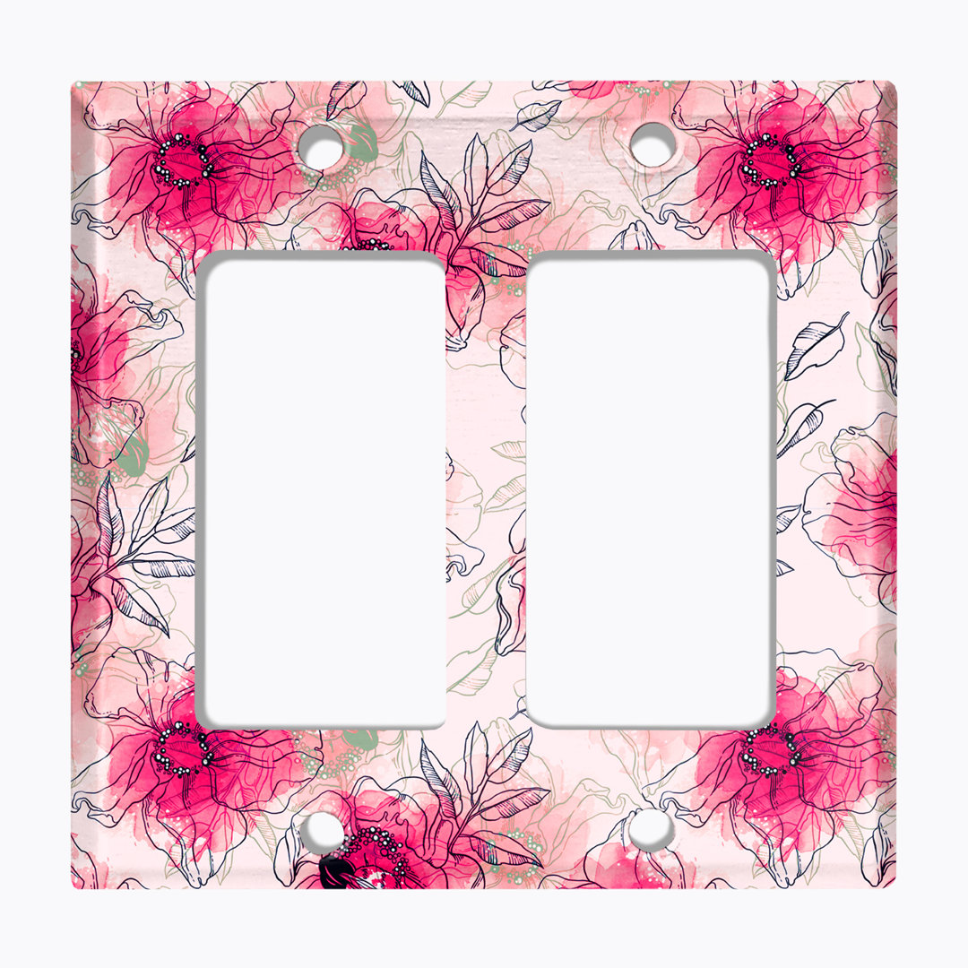 Flowers Patterned 2 - Gang Rocker Standard Wall Plate WorldAcc 