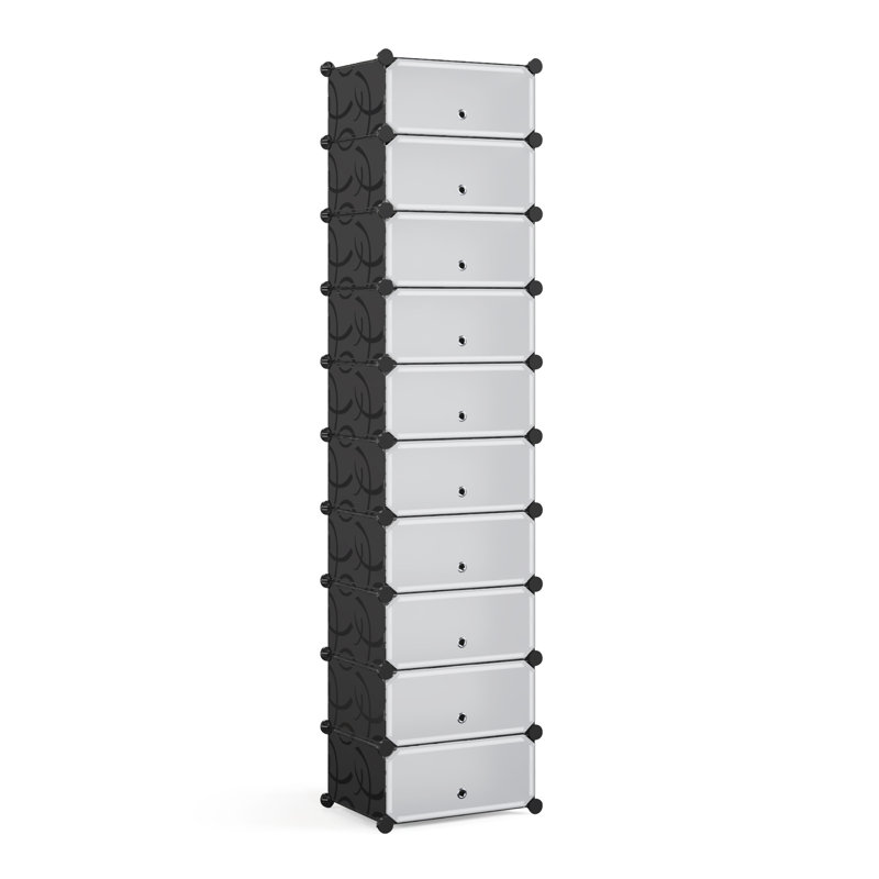 20 Pair Stackable Shoe Storage Cabinet, Black