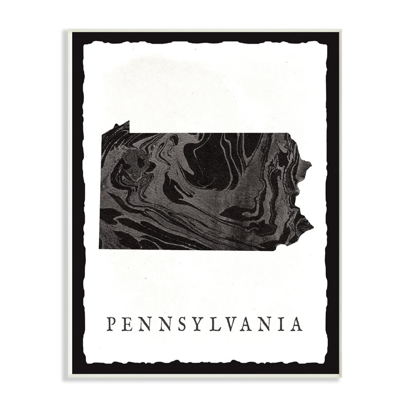 Marbled Paper Pennsylvania State Silhouette - Print, Wall Plaque, 15" H x 10" W x 0.5" D