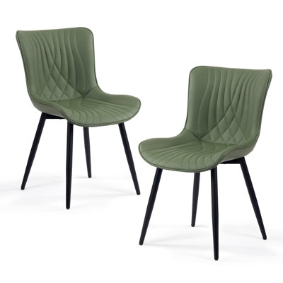 Jimma Faux Leather Upholstered Wingback Dining Chair with Iron Legs 