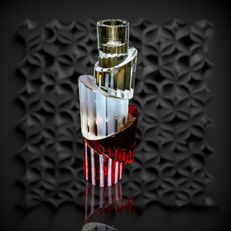 All' Eden Candlestick, Clear/Red