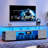 TV Stand For 55 Inch TV LED Gaming Entertainment Center Media Storage Console Table With Large Side Cabinet For Living Room (Grey+Black)