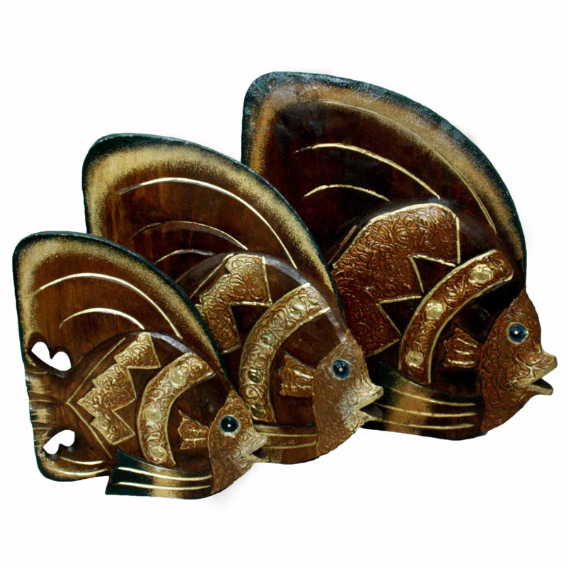 Ensemble 3 pièces de poissons-papillons en bois gigognes Siu
