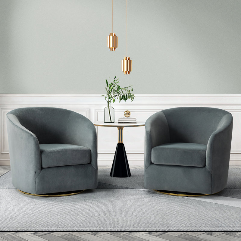 Holden Velvet Swivel Accent Chair, Gray