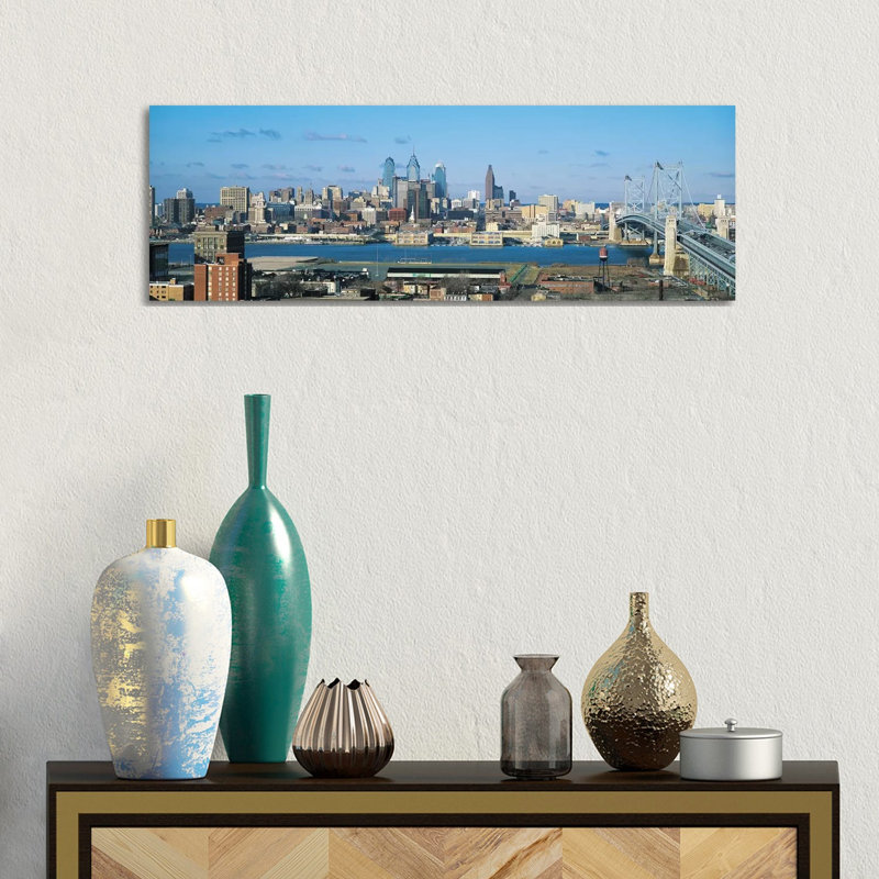 Philadelphia Skyline Cityscape - Wrapped Canvas Panoramic Print, 30.48 cm H x 91.44 cm W x 1.91 cm D