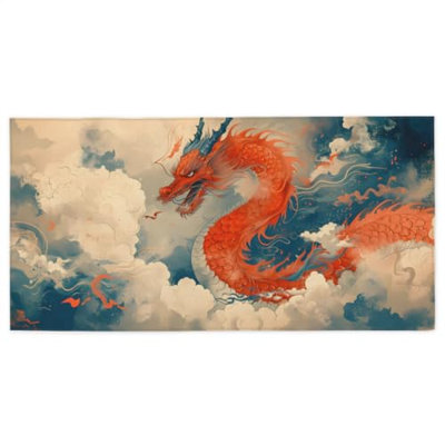 Serviette de plage totem dragon chinois, surdimensionnée en microfibre de bain léger et à séchage rapide pour femme, couverture de voyage, cadeau essentiel pour les amis et la famille, 36 x 72 po, et un sac en toile de style chinois gratuit est inclus