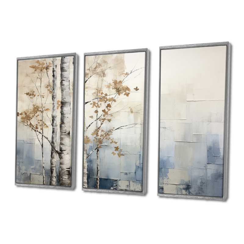 Croce - ensemble d'art mural forêt, H 28 po x l 36 po x P 1 po, Cadre argenté flottant