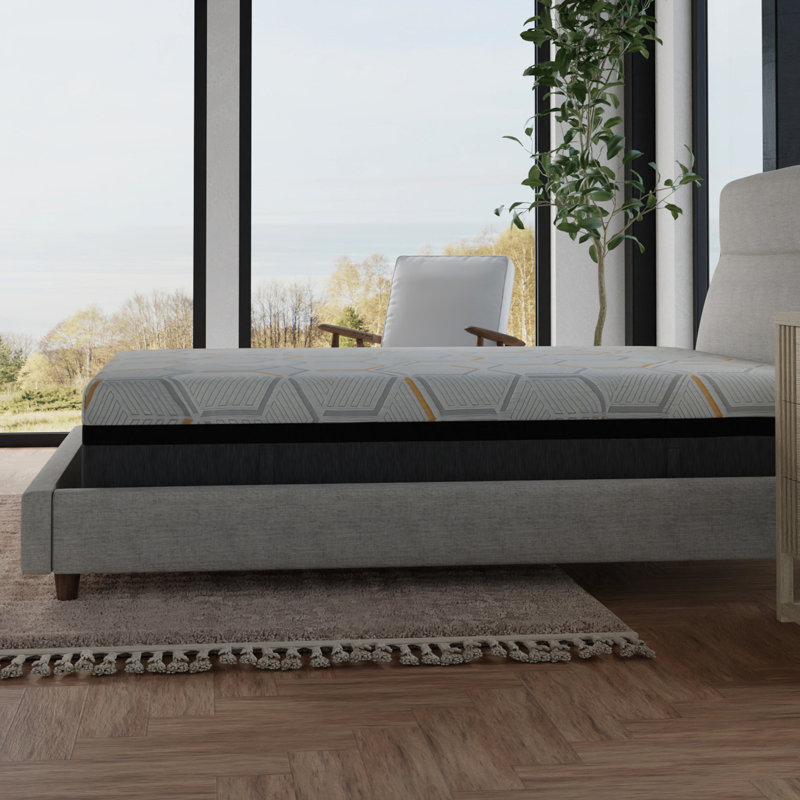 Très grand matelas en gel de cuivre 14 po avec support de bord et mousse Air Ridge pour une mousse à mémoire de forme au sommeil paisible