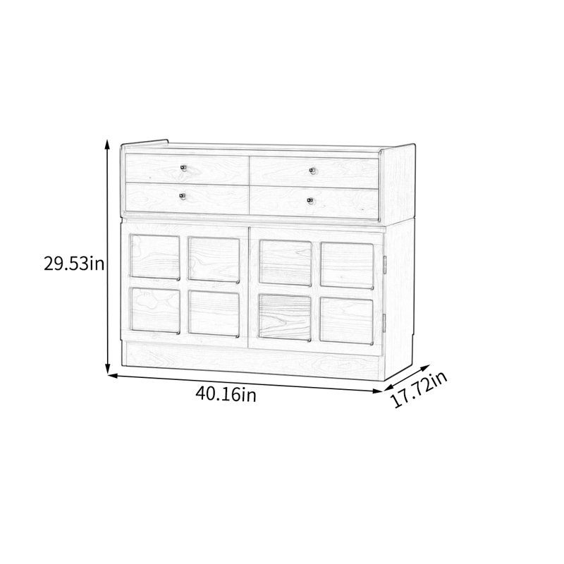 Armoire de rangement en cerisier avec quatre tiroirs