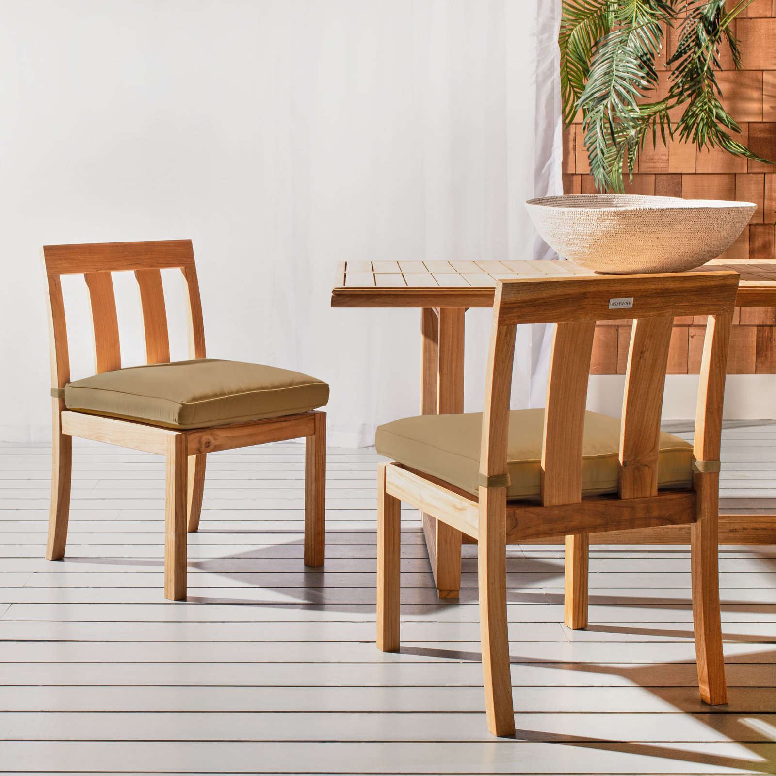 Melrose 71" Teak Patio Dining Set, Brown