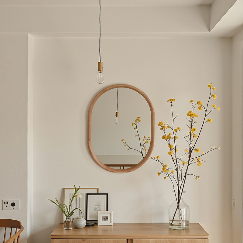 Solid Wood Oval Mirror