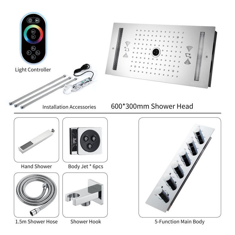 Thermostatic All-In-One Kit with Rough in-Valve, Brushed Nickel