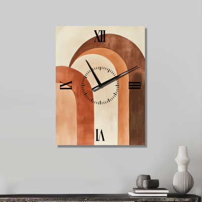 Horloge murale silencieuse en métal de style bohème - Arc Composition II, tons terreux
