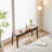 40 X 12 "Wooden Betim, Walnut Color, Hand Woven Cane Seat, Solid Wood Betim For Entrance, Living Room, Kitchen And Dining Room, Long Betim, 18" High