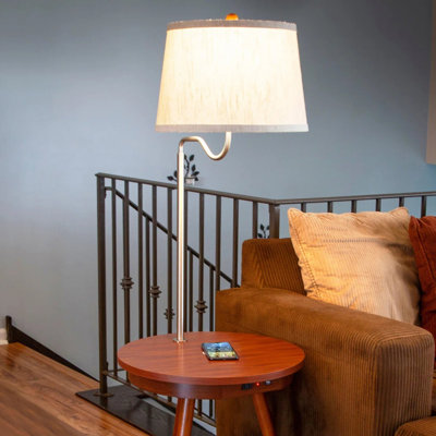Owen 56 in. Mid-Century Modern LED Bedside Table Lamp with USB Port and Wireless Charging Pad