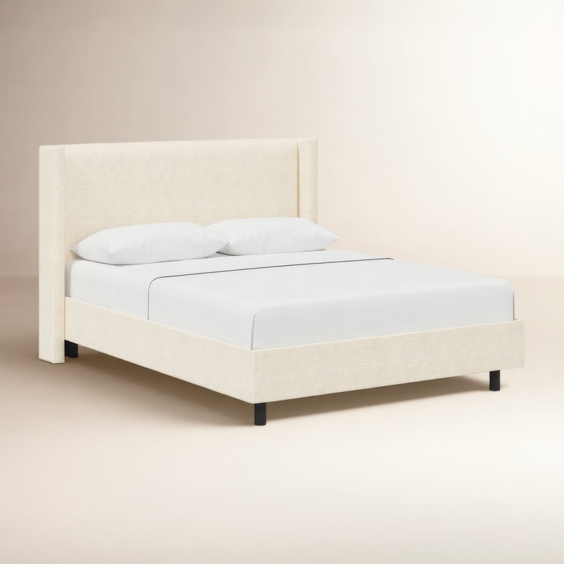 Hanson Upholstered Wingback Platform Bed, Full, Classic Ochre Boucle