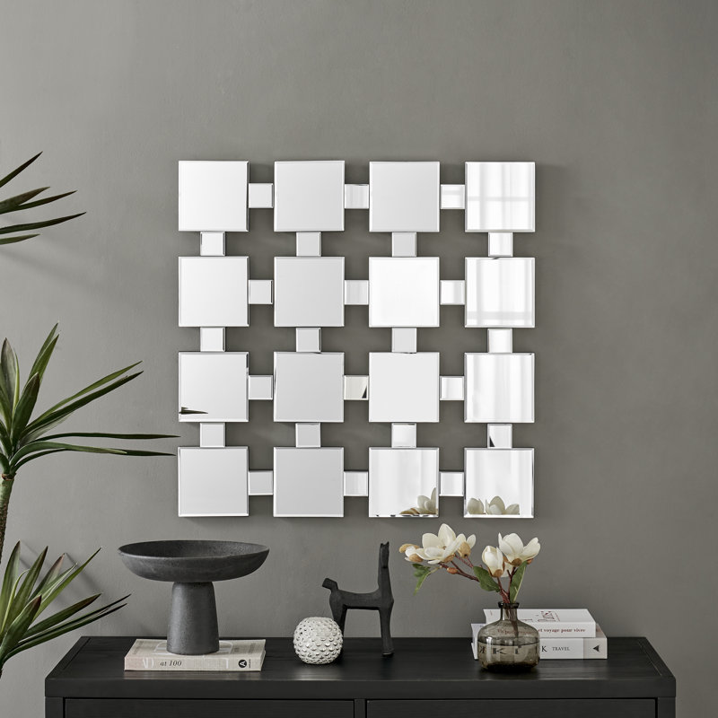 LeChee Statement Square Grid Wall Mirror, 76cm H x 76cm W