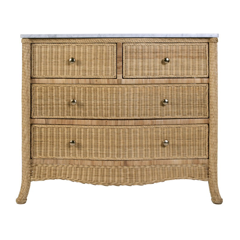 McLean 42"W Marble-Rattan 2 Drawer Bathroom Vanity