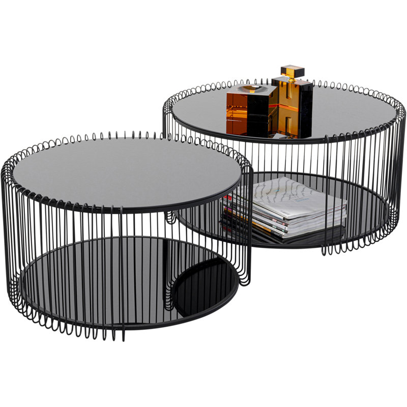 Wire Frame Coffee Table with Storage, Black
