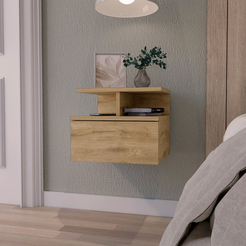Macadamia 2-Tier Shelf Floating Nightstand, Natural