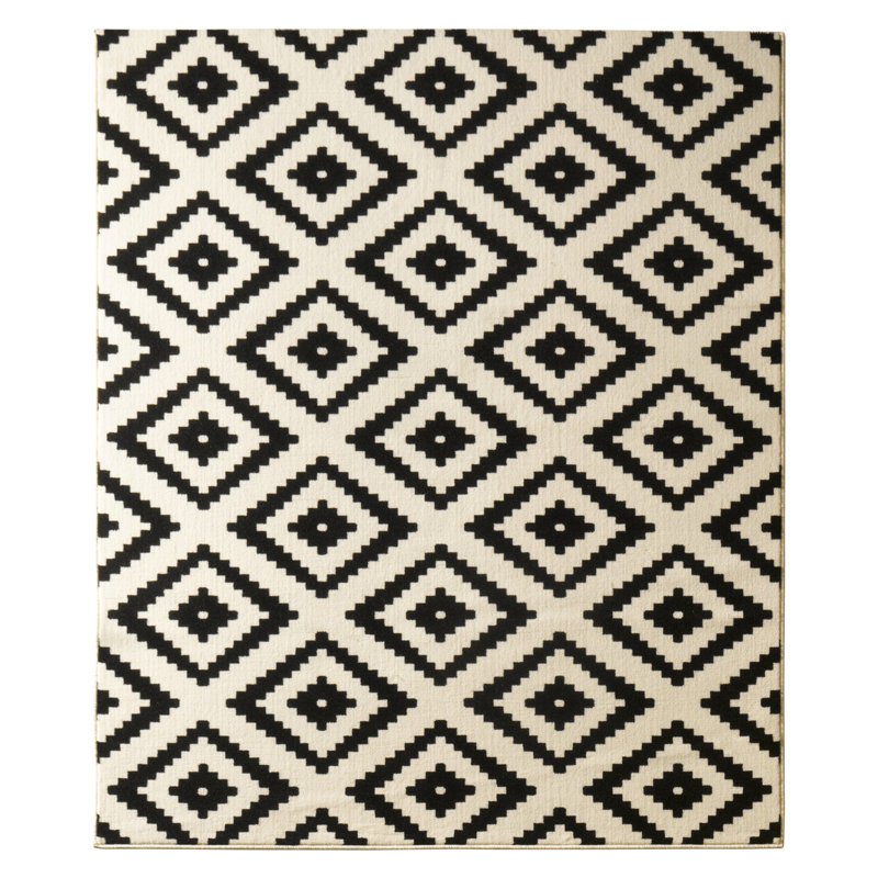 Raute Black/Cream Rug, Rectangle 80 x 150cm