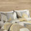 Édredon pour lit double / grand 3 pièces, coton imprimé jaune, avec 2 taies décoratives, double / grand, literie, rembourré
