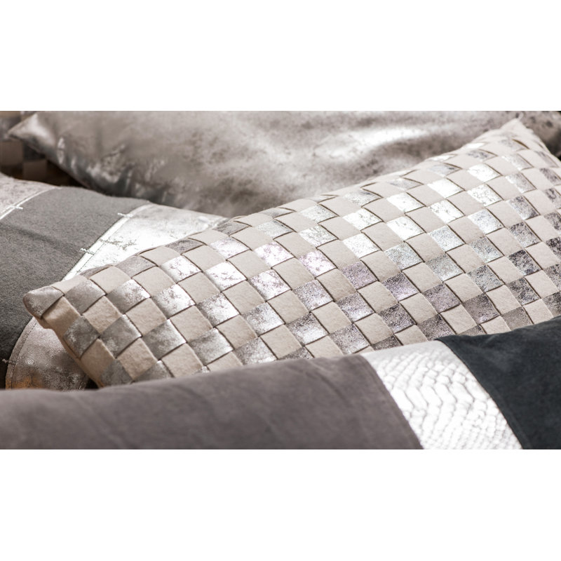 Bergman Striped Rectangular Throw Cushion With Filling, Grey/Silver