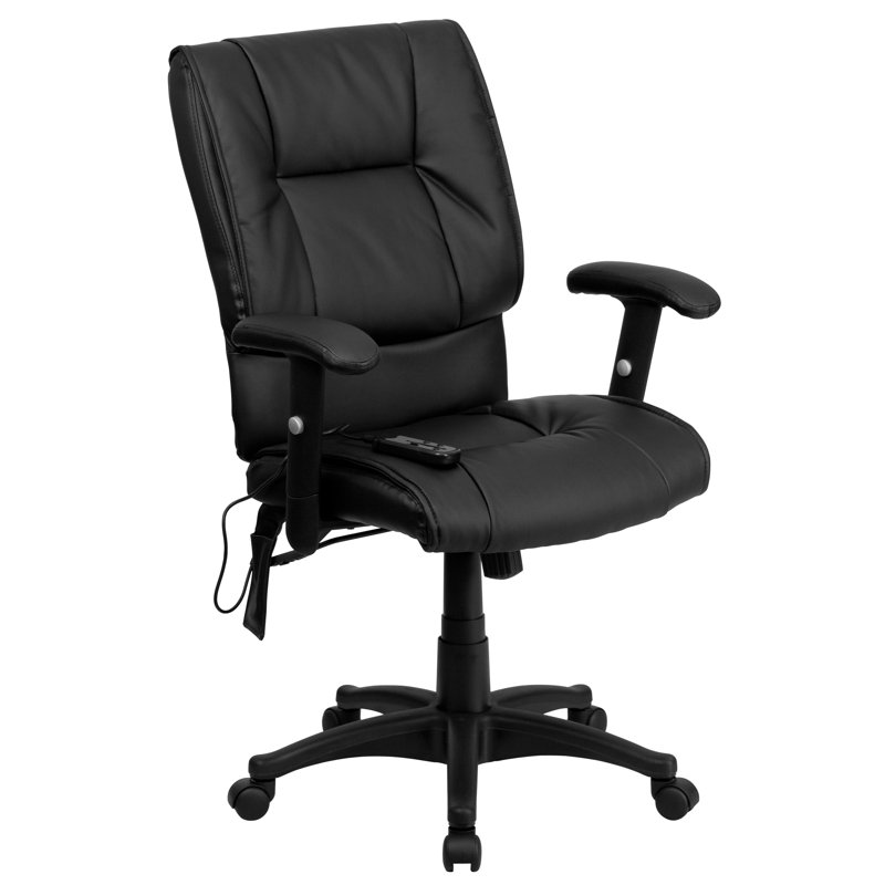 Woodby Mid-Back Ergonomic Massaging LeatherSoft Executive Chair w/Adjustable Arms