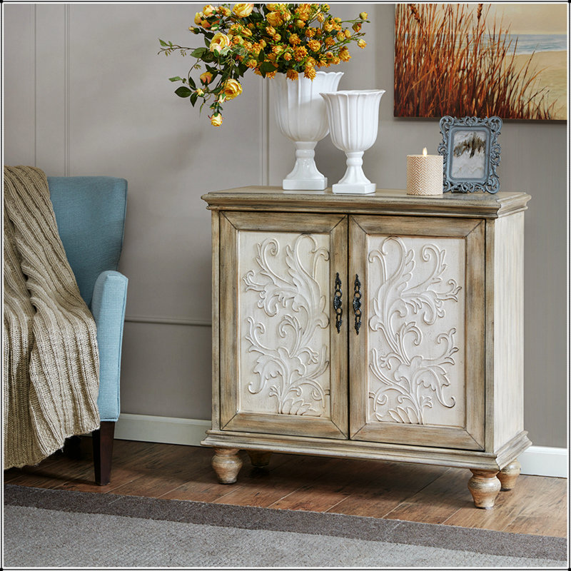 Élégante armoire à 2 portes avec motif floral et beaucoup de rangement, parfaite pour organiser et décorer n'importe quelle pièce.