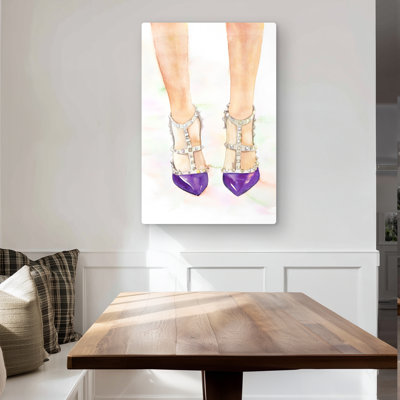 Purple Studded High Heels - Metal Print Home Decor Art