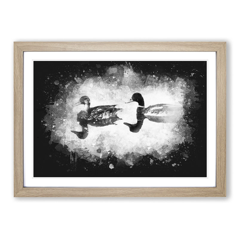 Mallard Ducks - Picture Frame Painting Print, 24cm H x 33cm W x 2cm D, Oak Framed