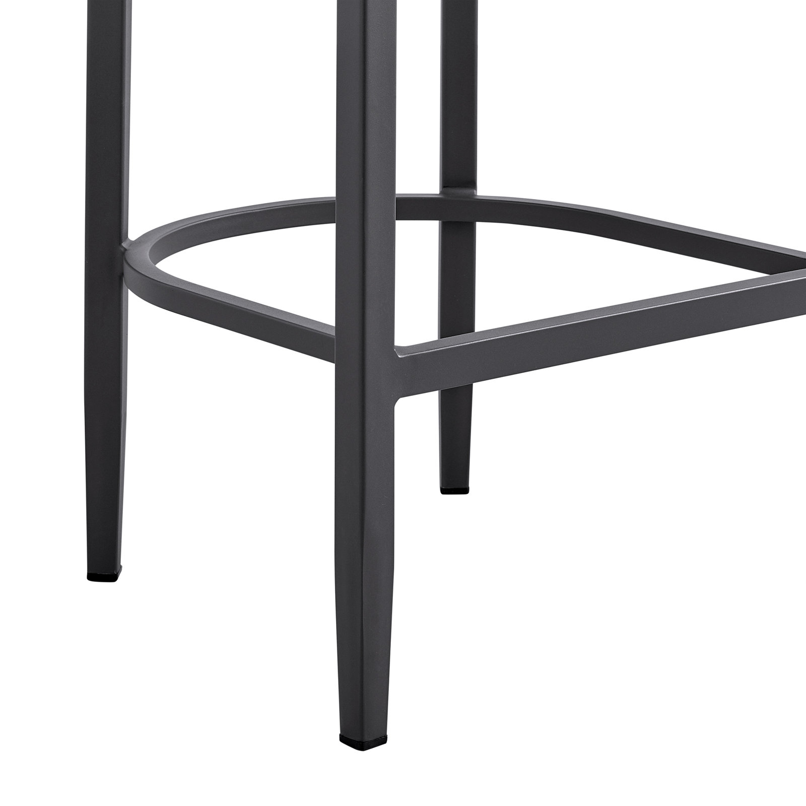Elza Outdoor Patio Barstool in Aluminum and Gray Cushions, 26"